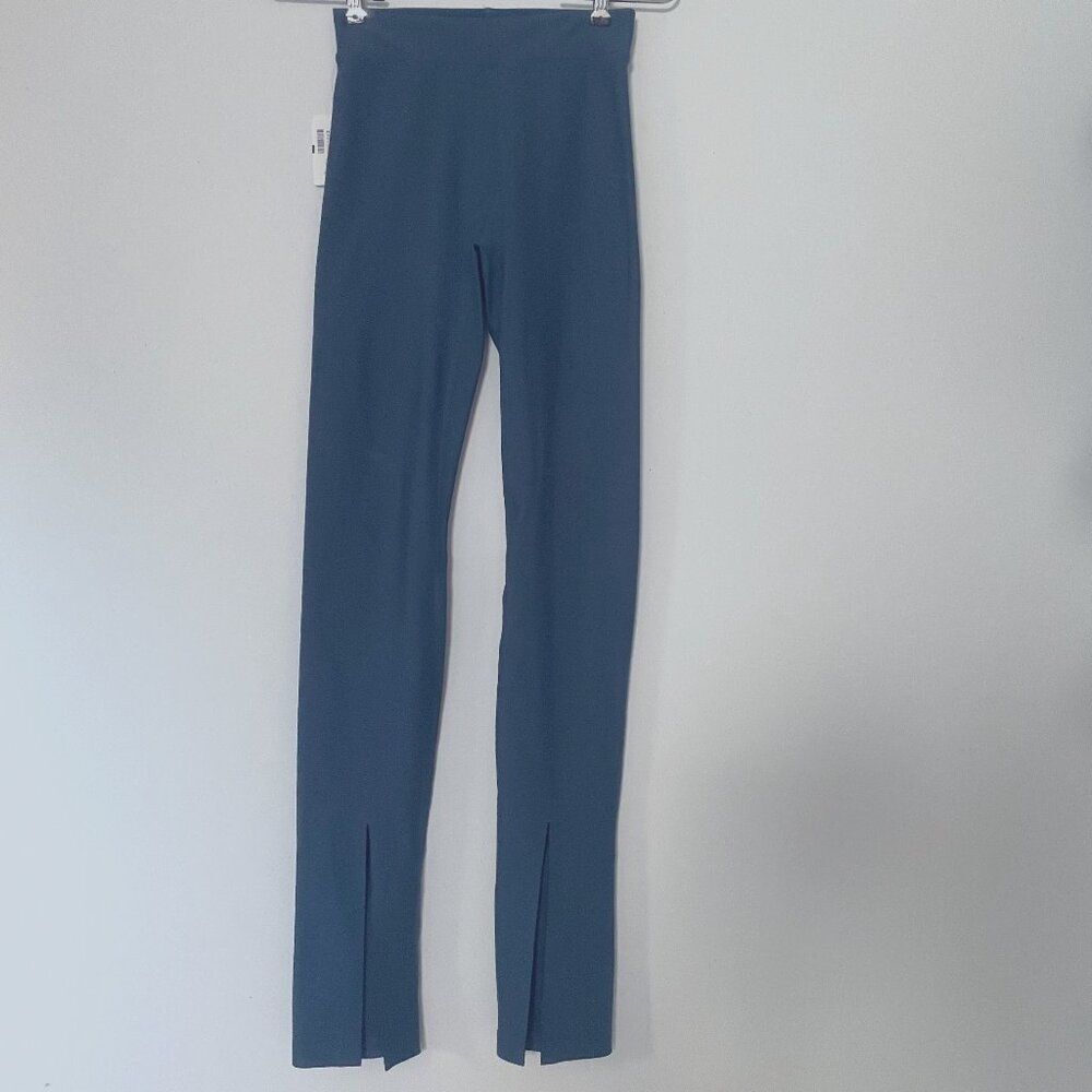 NWT Sincerely Jules Stylish Lotus Front Slit Leggings XS Lagoon